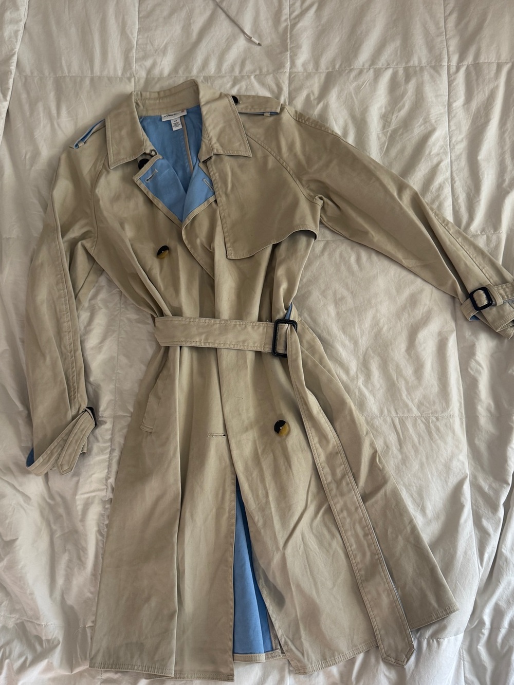 3.1 Phillip Lim Khaki Trench Coat with Light Blue Lining